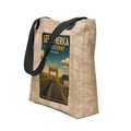 Route 66 Timber Creek Bridge Sayre Oklahoma WPA Travel Poster | See America by Highway 1926–2026: Tote bag